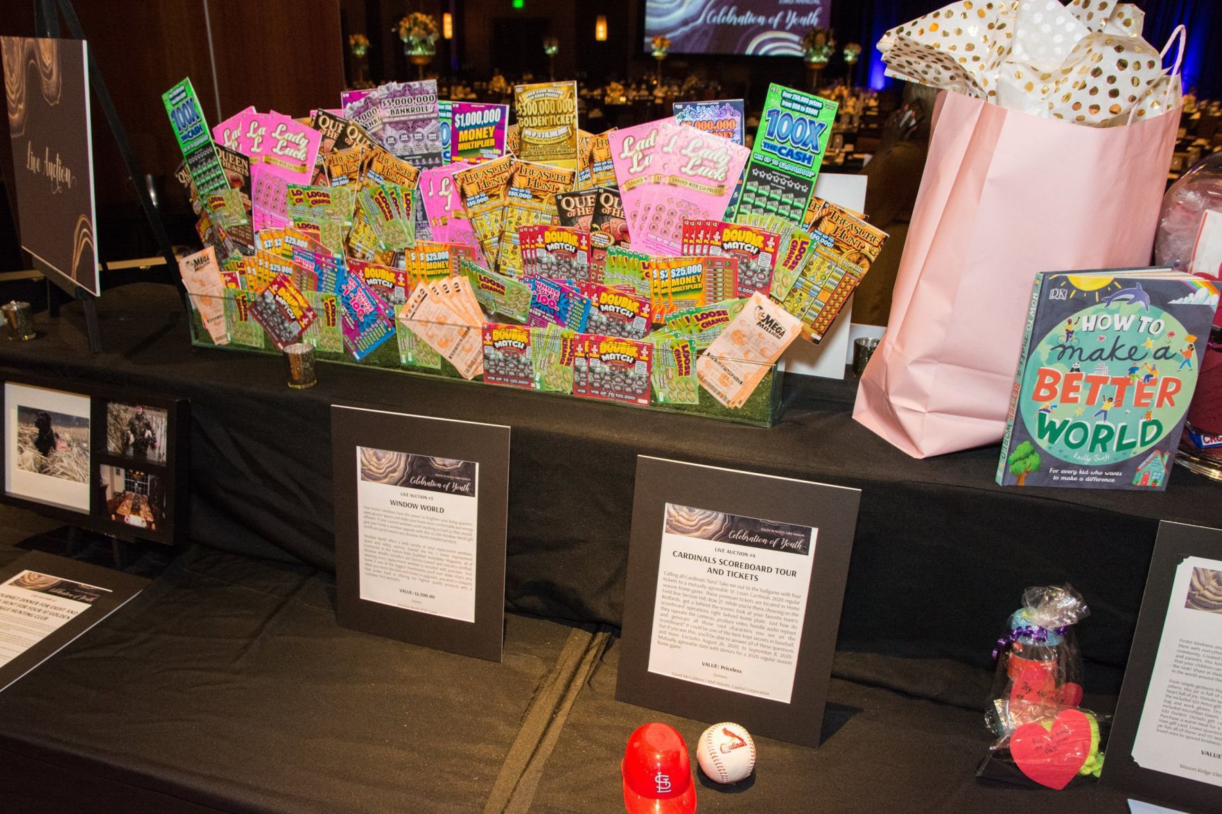 Auction items at the event